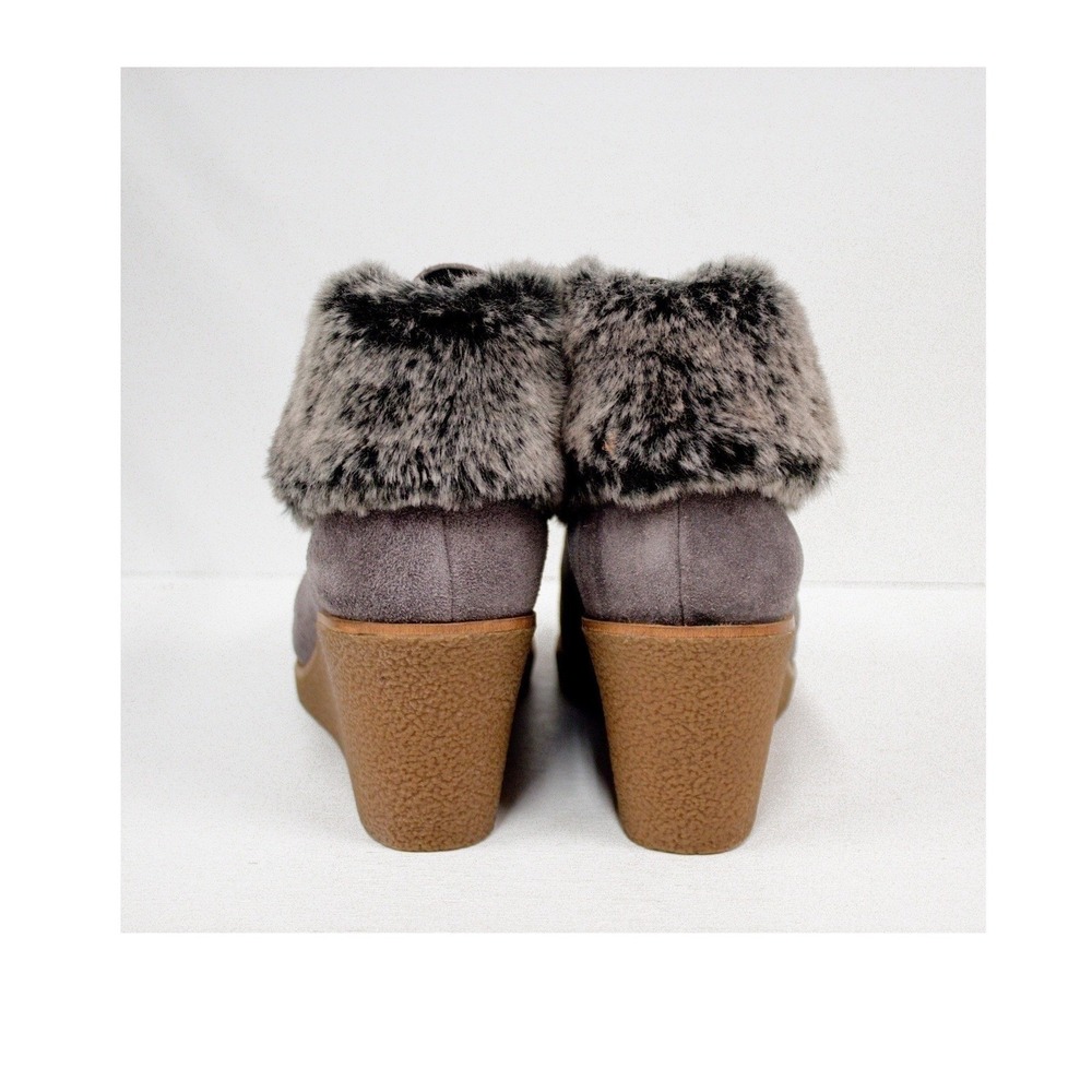 EUC Cole Haan Coralie Waterproof Wedge Bootie. Grey. Faux Fur. Size 9 /9B - Picture 7 of 12
